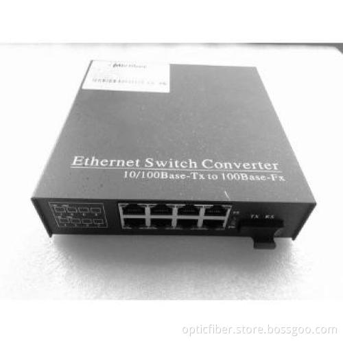 8*10/100 base RJ45+1*10/100 Fiber Ethernet Media converter